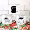 Handle Enamel Cup Cartoon Cat Mug Camping Coffee Beer Juice Tea Milk Mugs Festive Birthday Best Original and Fun Gifts