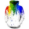 Rainbow Drip Art Fleece Hoodie, Men's Thick Warm Autumn Winter Sweatshirt, Bright Rainbow Paint Splash Pattern Pullover for Daily Street Wear