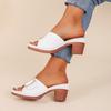 Summer new large size one-word fashion wear metal buckle sandals women's high-heeled slippers
