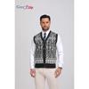 Men Color Block Plaid Knit Cardigan Vest with Buttons - Casual V-Neck, Sleeveless, Regular Fit for Spring/Fall