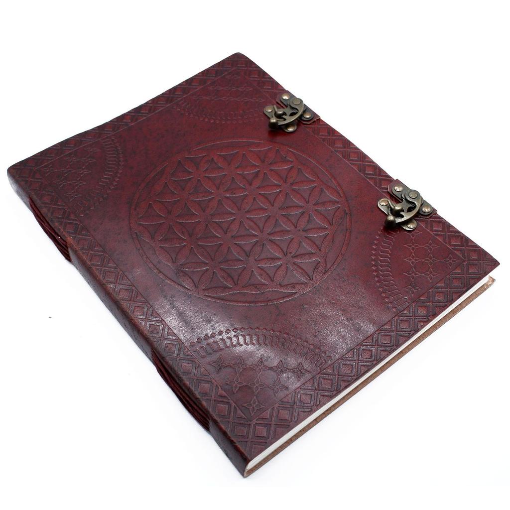 Leather Notebook Flower of Life 10x13 200 Pages