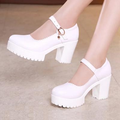 8 см Маленький размер 32-43 Элегантные Удобные Туфли-лодочки на платформе Мэри Джейн 2025 Осень Женские Туфли на высоком блочном каблуке Офисное платье