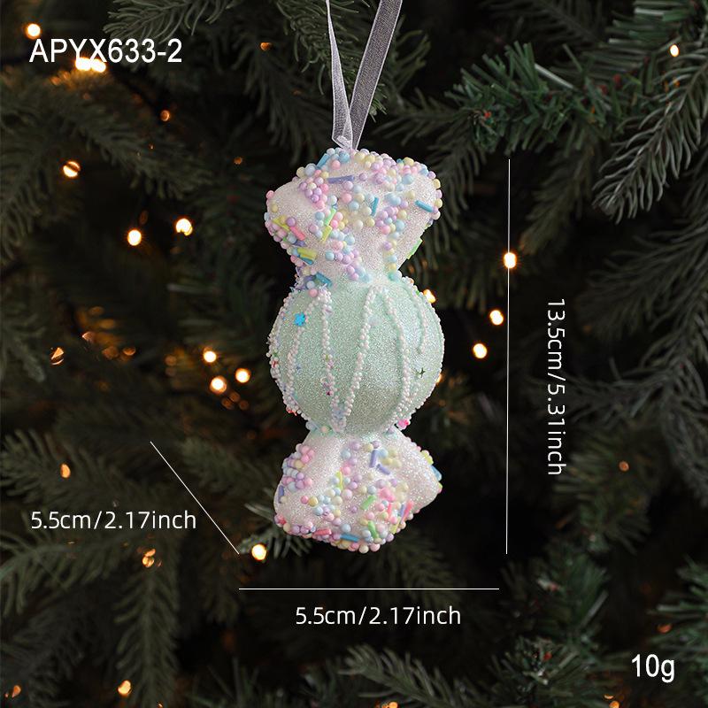 New Christmas Ornaments Cute Pink Cartoon Macaron Foam Candy Christmas Tree Pendant Pendant Props