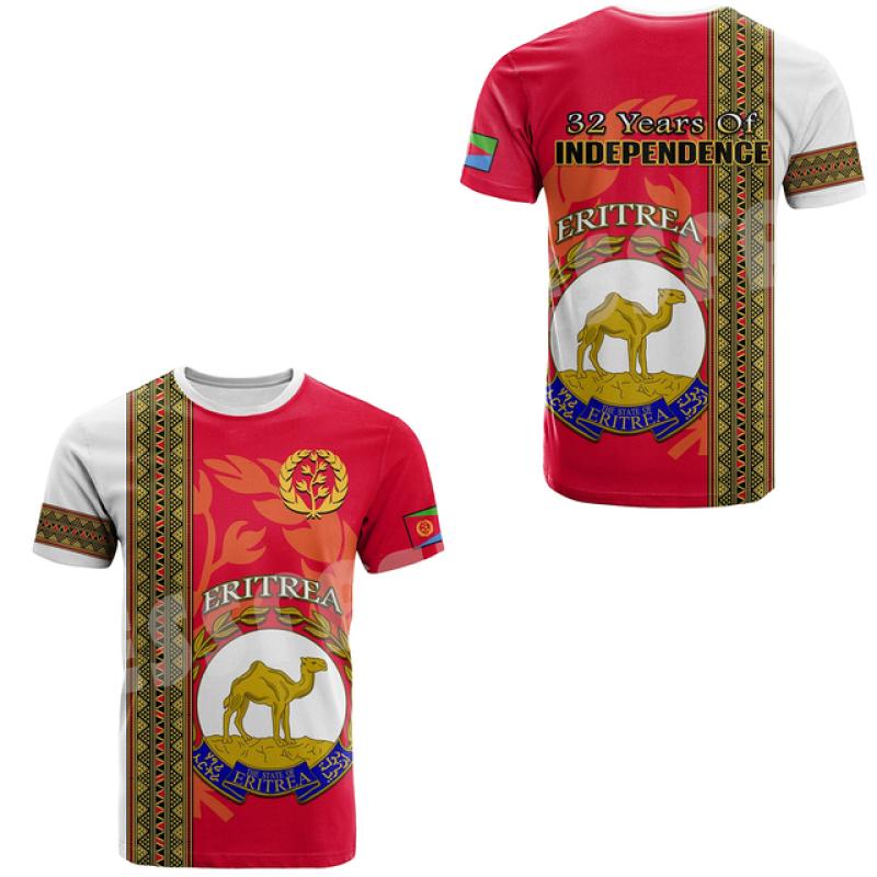 Футболки с флагом Эритреи, логотип Эритреи, футболки с 3D принтом, топы, футболки с коротким рукавом, повседневная уличная одежда с круглым вырезом, футболка Abrham Eritrea