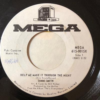 7-дюймовая пластинка SAMMI SMITH Help Me Make It Through The Night 6150015XPROMO Mega 1971 Канада КантриФолк Б/у