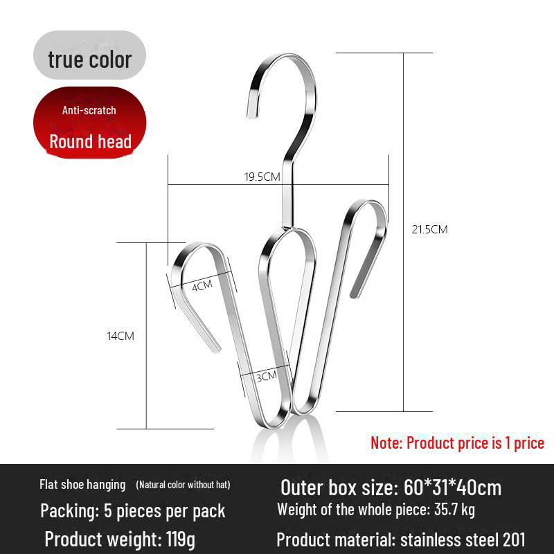 Уличная полка для обуви из нержавеющей стали с крючками для тапочек и ветрозащитной, немагнитной сушкой.
