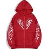 Womens Loose Fit Zip-Up Hooded Sweatshirt Fleece Lined Casual Streetwear Top
