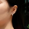 0.36 CTW 14K Gold Plated S925 Sterling Silver Wave-Edge Moissanite Huggie Earrings for Women Vertical Paved Sparkling Hoops