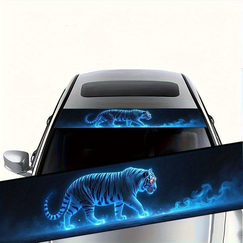 1 шт. Синий Огненный Тигр Автомобильные Наклейки для DIY Автомобиля Переднее и Заднее Стекло Грузовик Внедорожник Водонепроницаемые Виниловые Наклейки на Окно Самоклеящиеся