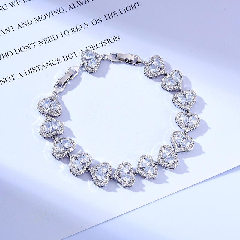 Water Drop Love Zircon Bracelet Copper Platinum Plated 17.5Cm Long Free Extension Buckle Color Treasure Bracelet