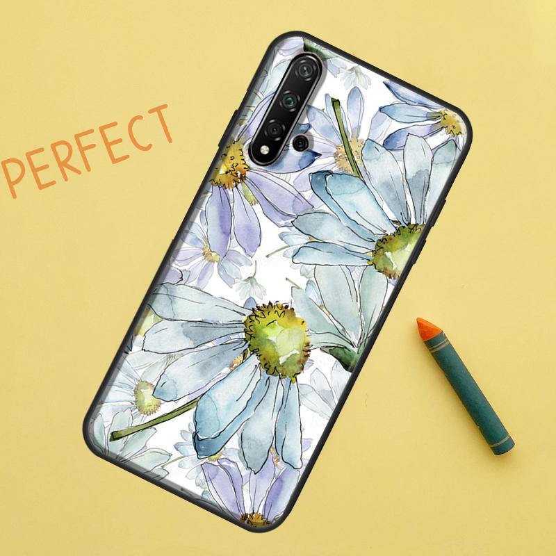 Акварель с ромашками для Huawei Nova Y91 Y70 Y72 Y73 Y60 Y90 Y61 8i 7i 11i 12i 12s 9 10 SE P20 P30 P40 Lite Чехол