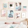 Tropical Pink Beach Shell Palm Tree Sun WallCanvas Painting Art  Nordic Posters And Prints Pictures For Living Room Home Decor