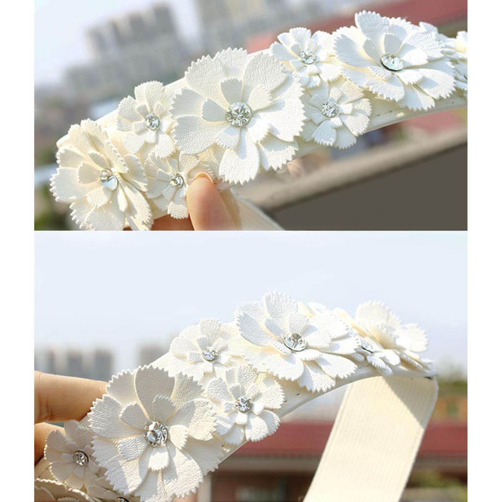 Ladies Elegant Style Waist Belt Delicate PU Flower Decors Stretchy Belt Universal Dress Women Summer Shirt Waist Belt