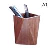 Walnut Geometric Lines Desktop Storage Pen Holders Large Capacity Pen Holder Box Nordic Style Business Pencil Organizer