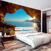 3d обои стерео морской пейзаж фреска риф пещера фреска гостиная спальня расширение пространства фон обои