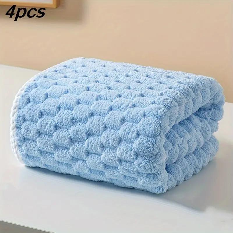 1/4PCS Adult Super Absorbent Ultra-fine Fiber Towel, Quick Drying Texture Towel, Soft Home Thickened Coral Velvet Bath Towel