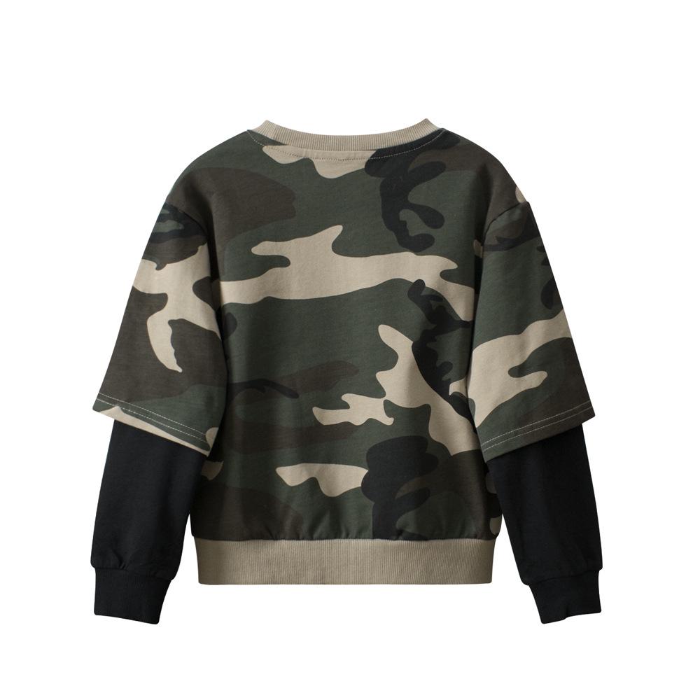 27kids Boys' Camouflage Fake Two-Piece Hoodie - 2024 Spring/Autumn Collection