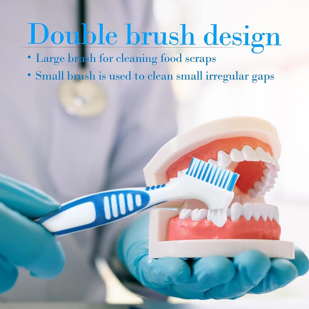 4 шт. Двусторонние зубные щетки для зубных протезов для ухода за чисткой зубных протезов