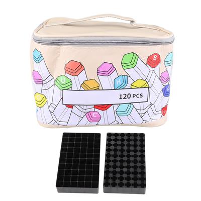 Кейс для маркеров 120 ячеек для хранения с ручкой Большое отверстие Предотвращает деформацию Кейс для маркеров из ПУ кожи для путешествий