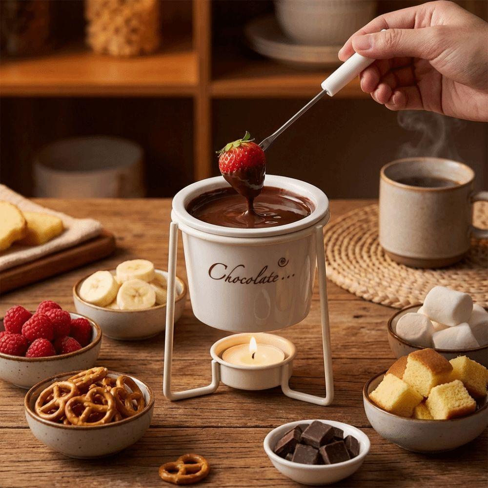 Heat-resistant Chocolate Melting Cup Detachable Ceramic Mug Fondue Cup Outdoor Recreation