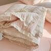 Double Layer Gauze Lace Ruffle Small Floral Summer Quilt Air-Conditioning Machine Washable Summer Cool Nap Thin Blanket