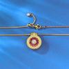 Double-Sided Eight Treasures Chinese Link Chain Necklace Red Pomelo Compass Pendant 925 Silver Fine Chains