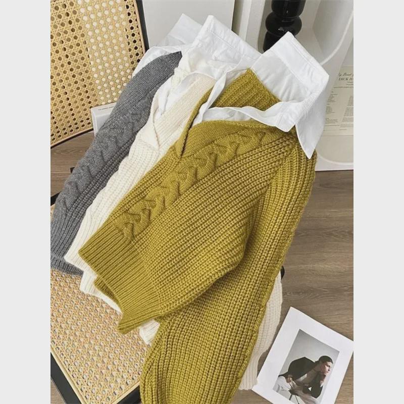 Женский свитер из искусственной двух частей с отворотом на осень/зиму 2024 г.