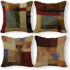 Color Block Abstract Rhythm Retro Art Style Pillowcase Bedroom Sofa Decorative Cushion Cover with Zipper