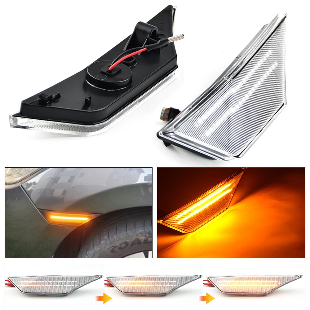 LED Dynamic Turn Signal Side Marker Light Blinker Indicator For Honda Civic 10th Gen Sedan Coupe Hatchback 2016 2017