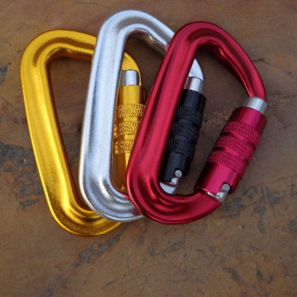 D-shaped Hammock Hook 12KN Professional Carabiner Snap Clip Safety Auto Lock Buckle  Fishing