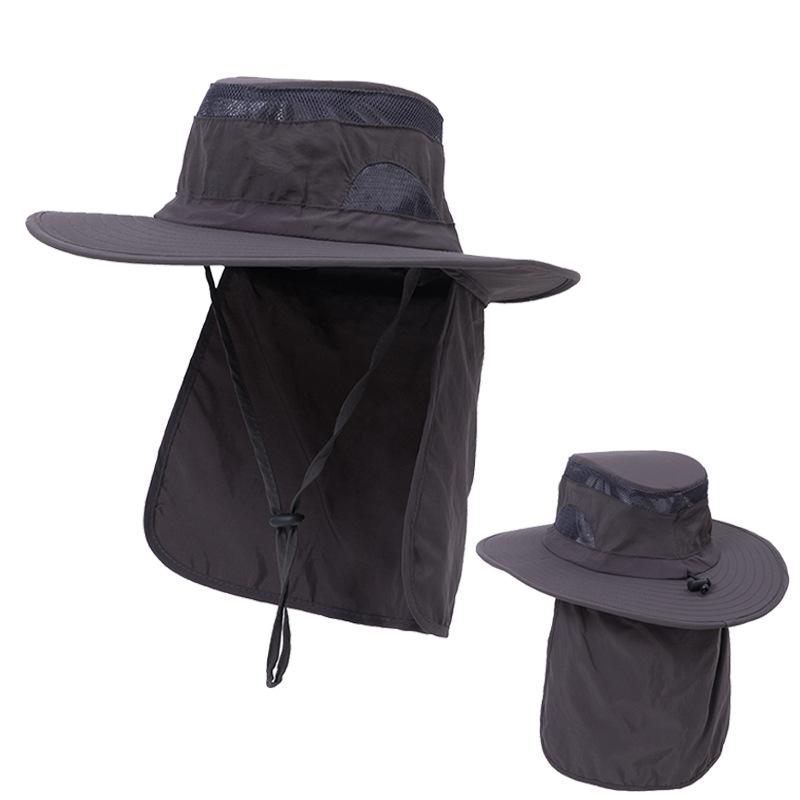 Casual Men Breathable Mesh Bucket Hat With Neck Flap Summer UV Protection Sun Hats For Women Outdoor Hiking Fishing Beach Cap