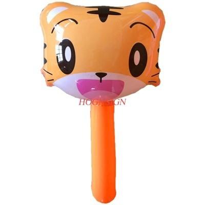 10Pcs New Pvc Inflatable Small Animal Head Stick With Bell Inflatable Short Stick Scan Code To Push Gift Inflatable Toy