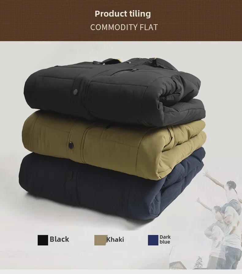 Мужская зимняя хлопковая куртка с капюшоном 2021 года — теплая и плотная, идеально подходит для пап среднего возраста