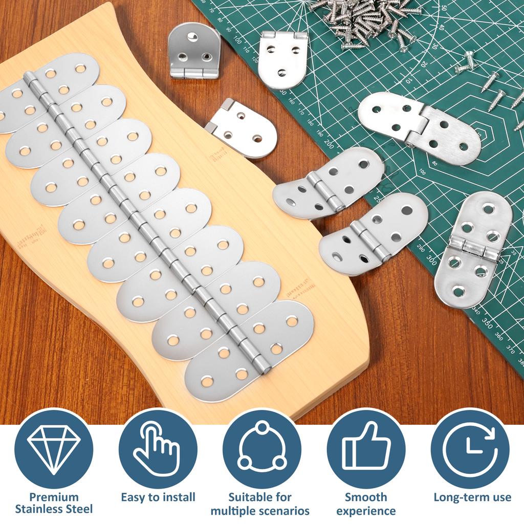 15Pcs 180 Degree Flip Hinges Flip Top Hinges Stainless Steel Folding Table Door Flap Hinge for Wooden Box, Backflap for Furnitur