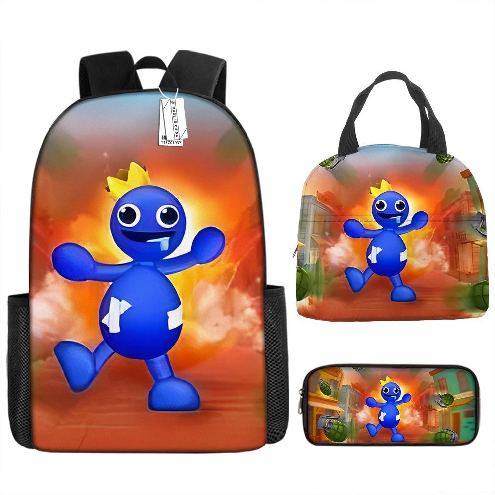 Школьный рюкзак Rainbow Friends Рюкзак Rainbow Friends Набор из трех предметов для учеников начальной школы Большая вместимость Мультяшная сумка для компьютера