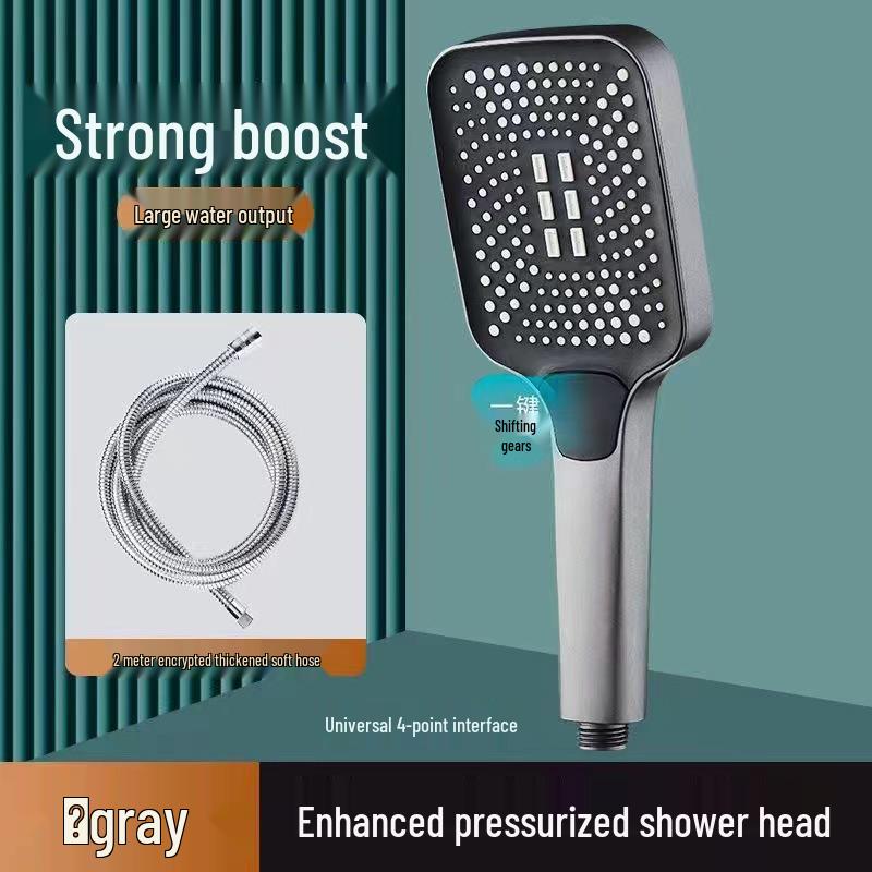 Большая панельная напорная ручная душевая лейка в комплекте с кронштейном и шлангом