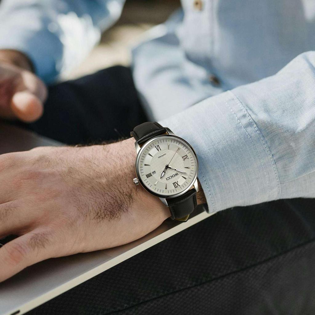 WOCCI 20 мм Замена для часов Винтажный ремешок для часов из натуральной кожи с тональной прострочкой Включает инструмент для регулировки и шпильки Ремешок, Ремешок, (черный