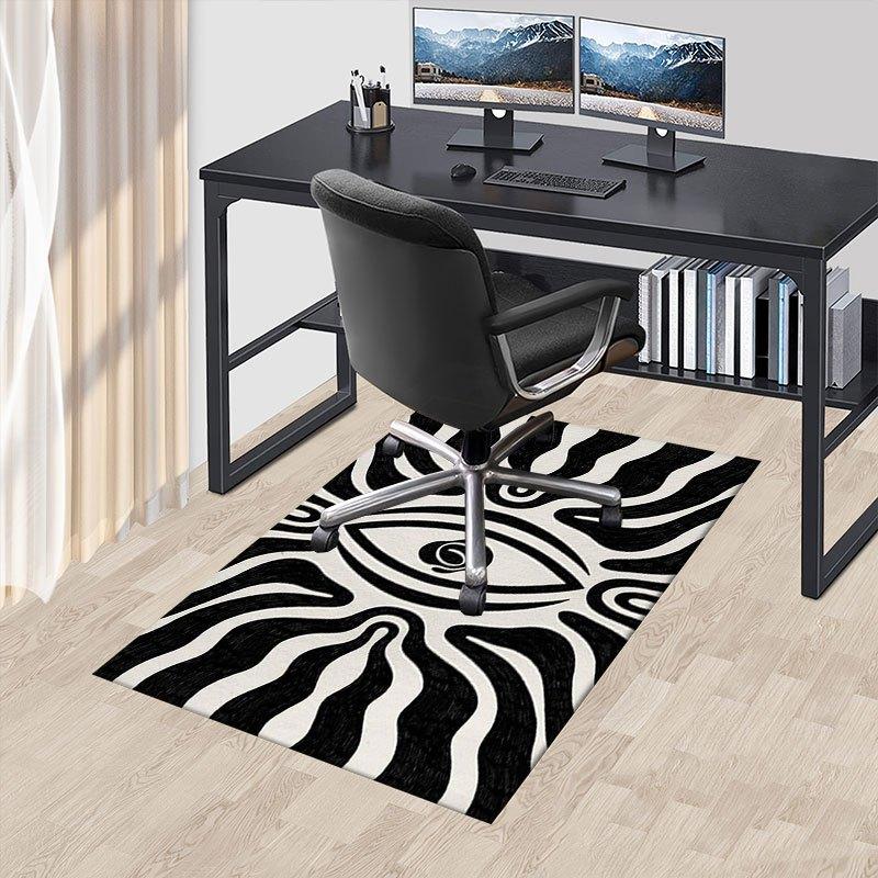 Abstract Black and White Optical Illusion Print Rug CarpetOffice Mat Perfect for Home Decor Office Desk Chair Rugs Chair Carpet for office P