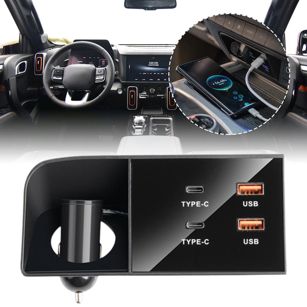 Car Fast Charger For Tank300 90w Usb Shunt Hub Typec Splitter With Cigarette Lighter Adapter Typec Usb Charging Auto Charge P6j6