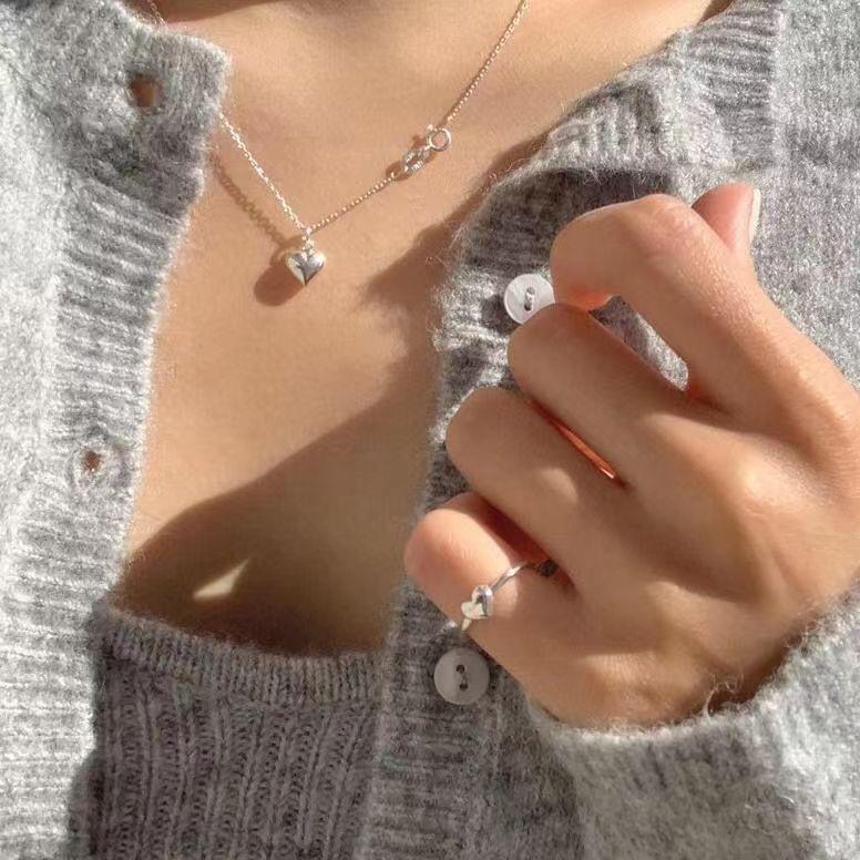 [Медь] Минималистичное открытое кольцо в форме сердца — корейский дизайн для женщин