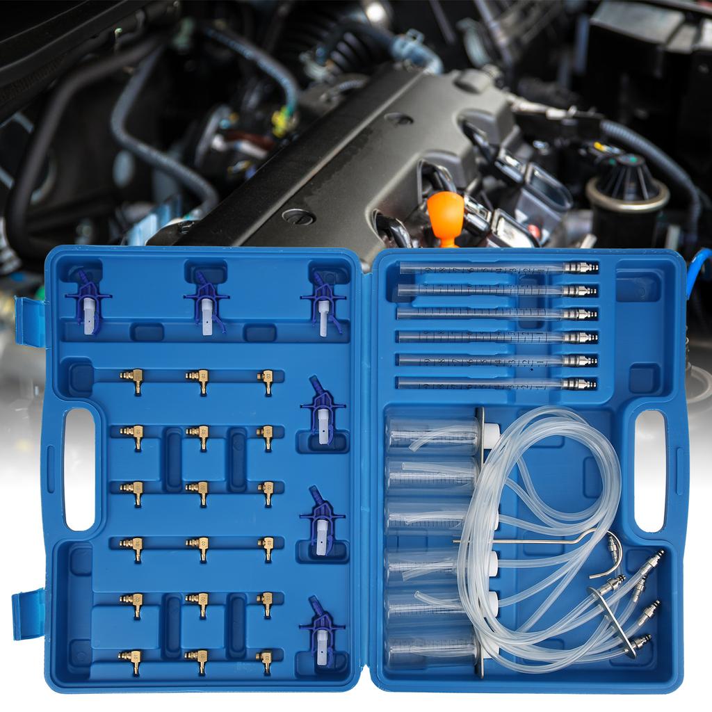 Diesel Flow Meter Adapter Set 6Cylinder Injector Detector Common Rail Leak Off Test Kit