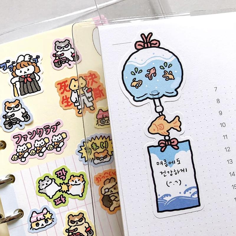 1/3 Sheets Korean Cute Graffiti Style Rabbit Cartoon Stickers Kawaii Animal Decals Hand Account Diary Scrapbook Sticker