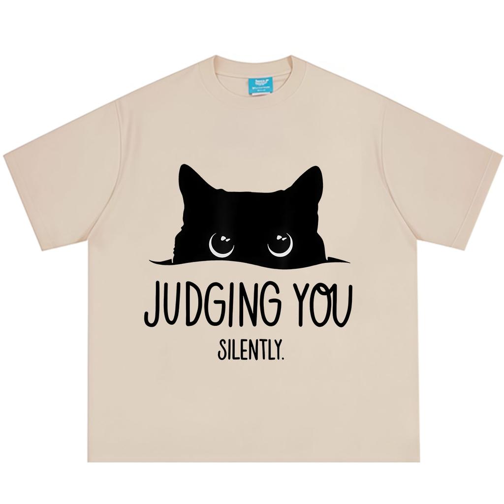 Cat Judging You Silently Funny Cute Cat Meme T Shirt Unisex Unisex Fashion Tshirt Summer Shortsleeved Loose Casual Cotton Tshirts