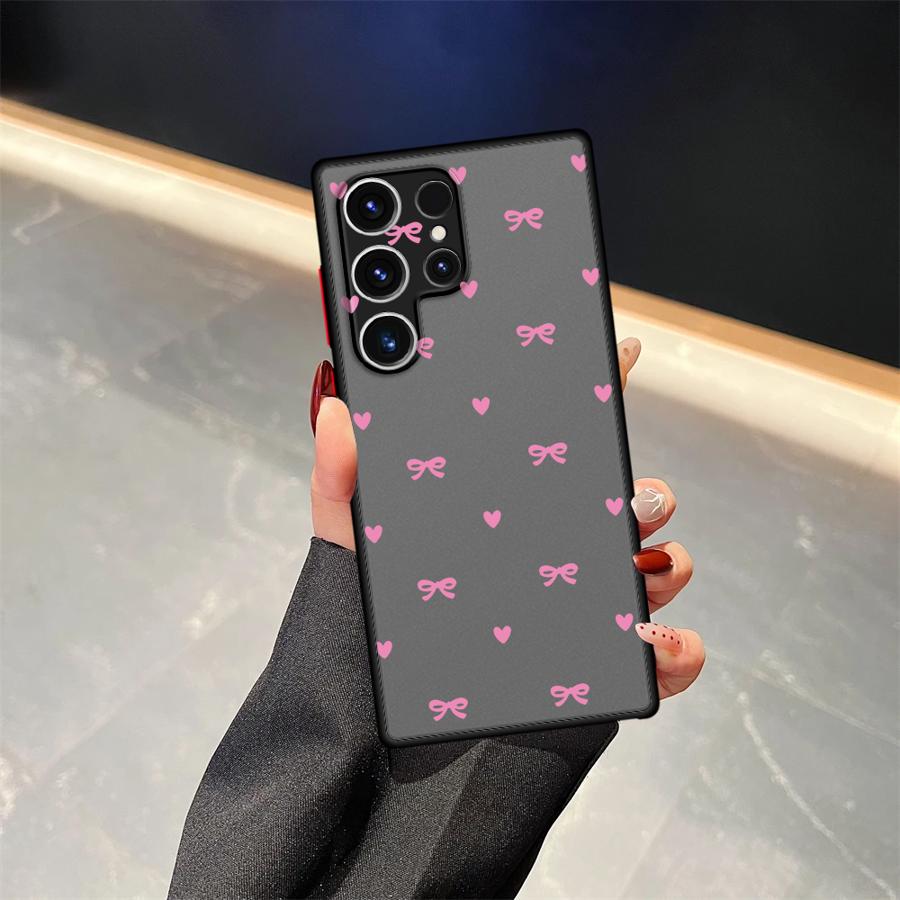 INS Корейский Милый Сердечко с Бантом Чехол Задняя Крышка Телефона для Samsung Galaxy S21 S24 Plus S26 S22 S20 FE Note 20 Ultra 10+ S23