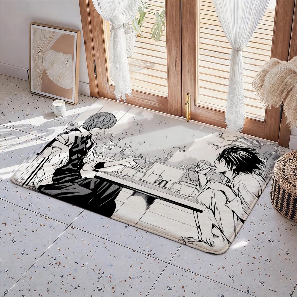 Hot Anime D Death N Note Floor Mat Eco Flannel Doormat Non Slip Odorless Indoor Floor Rug Soft Short Plush Home Mat