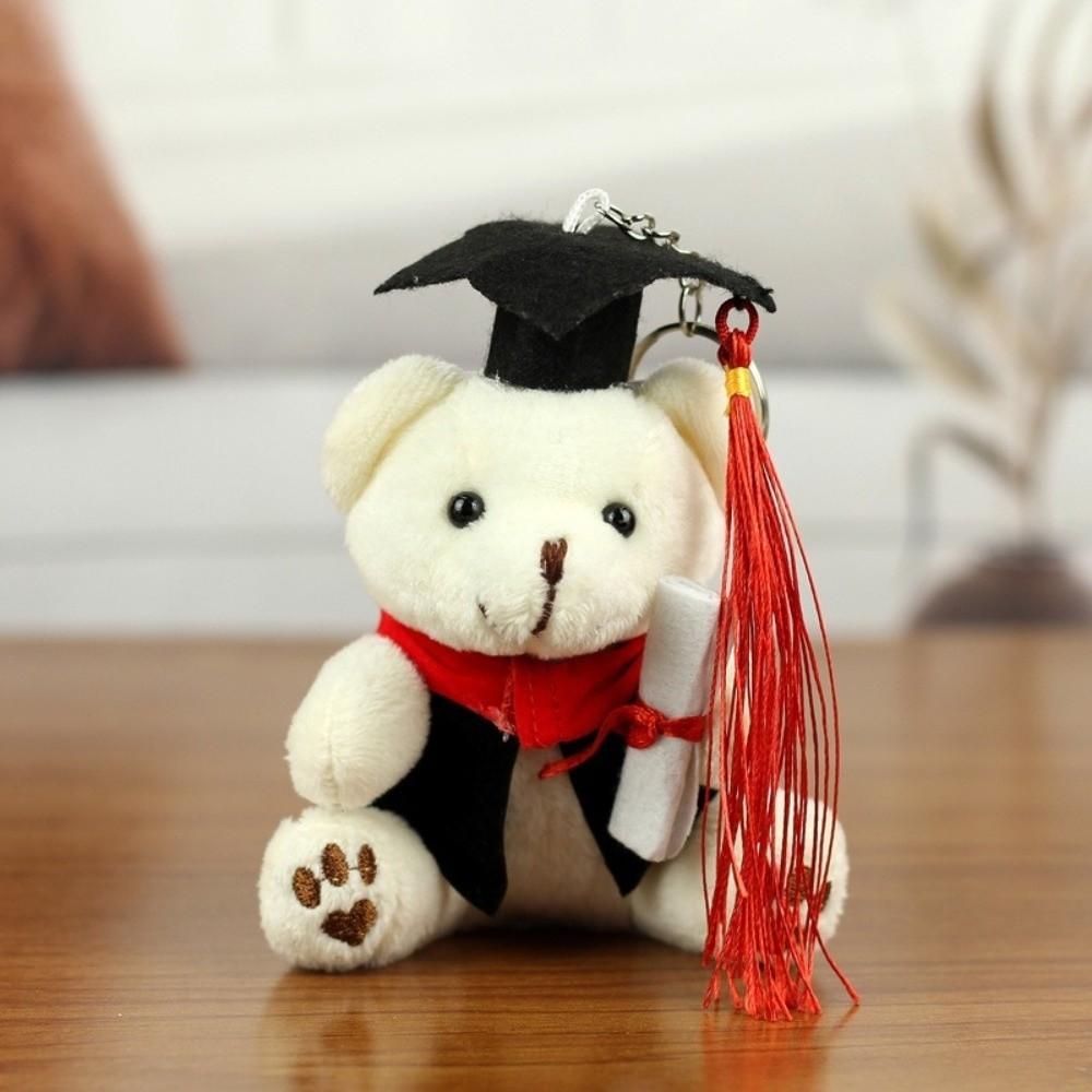 Cute Graduation Bear Plush Toy 12cm Bear Pendant Cartoon Bear Keychain Backpack Accessory