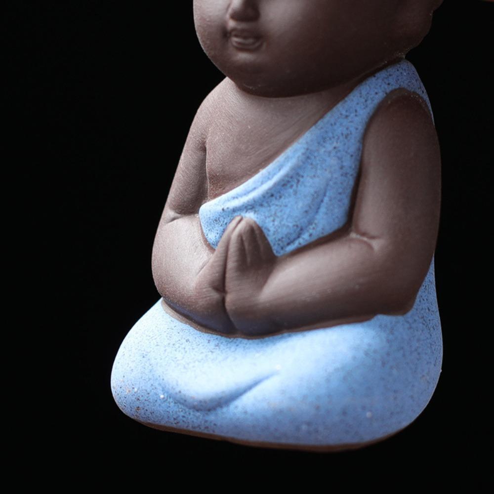 Статуя Будды в китайском стиле, симпатичные мини-фигурки монахов, садовые аксессуары, сидящие статуи, чайные игры