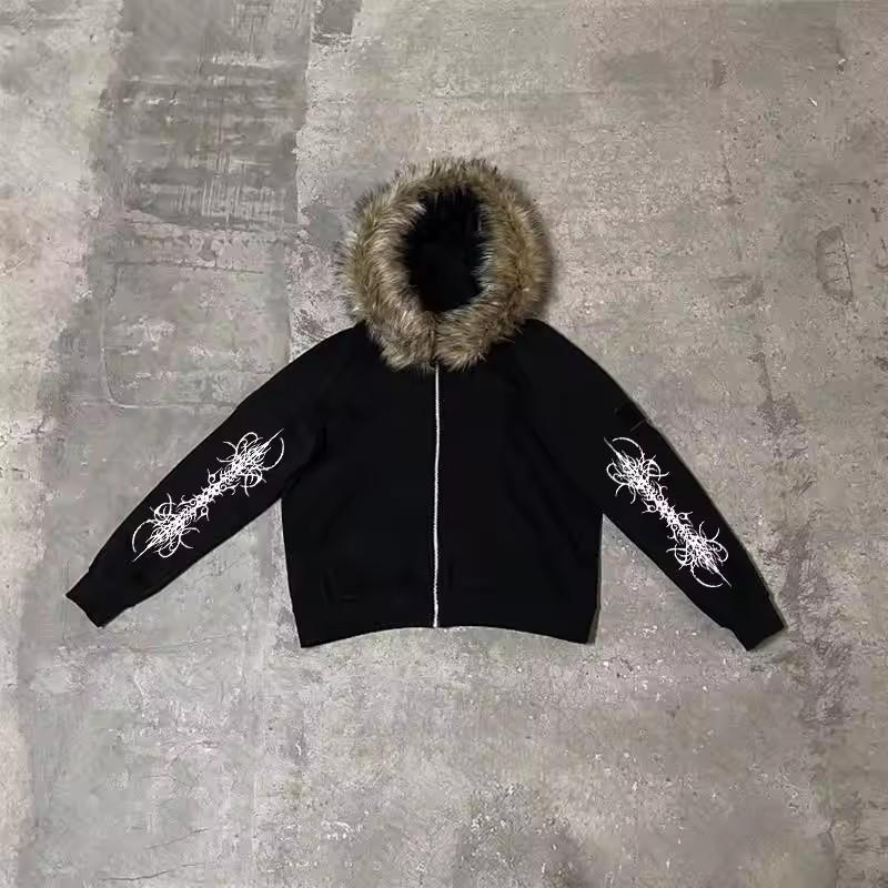 Новая унисекс толстовка с капюшоном, на молнии, с плюшевым козырьком, в уличном стиле, европейская и американская