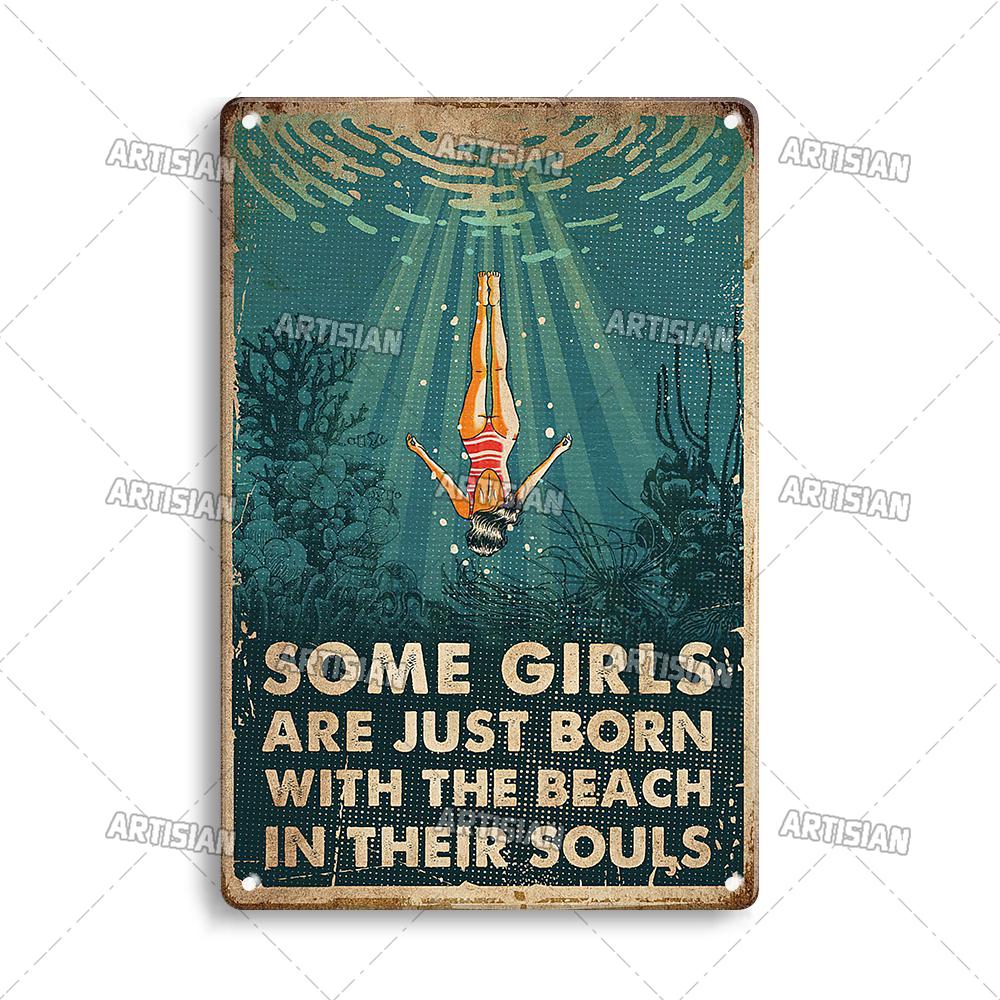 Художественный Плавание Металлический Знак Дайвинг Жестяной Плакат Спорт Океан Декоративная Тарелка Настенный Декор Гараж Бар Паб Клуб Отель Кафе Кухня