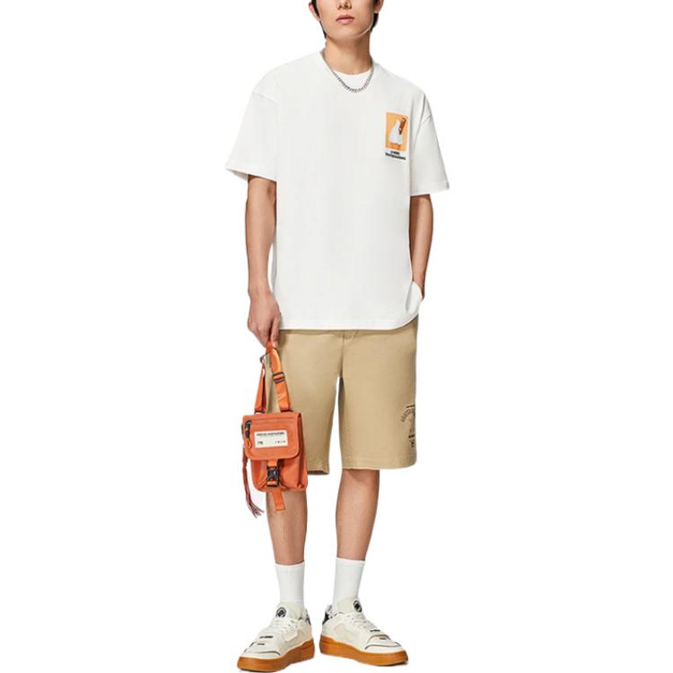 Li-Ning X Phil Hackett Художественная совместная серия с принтом из мультфильмов, свободная футболка с круглым вырезом и коротким рукавом, топы унисекс молочно-белого цвета AHSS859-2